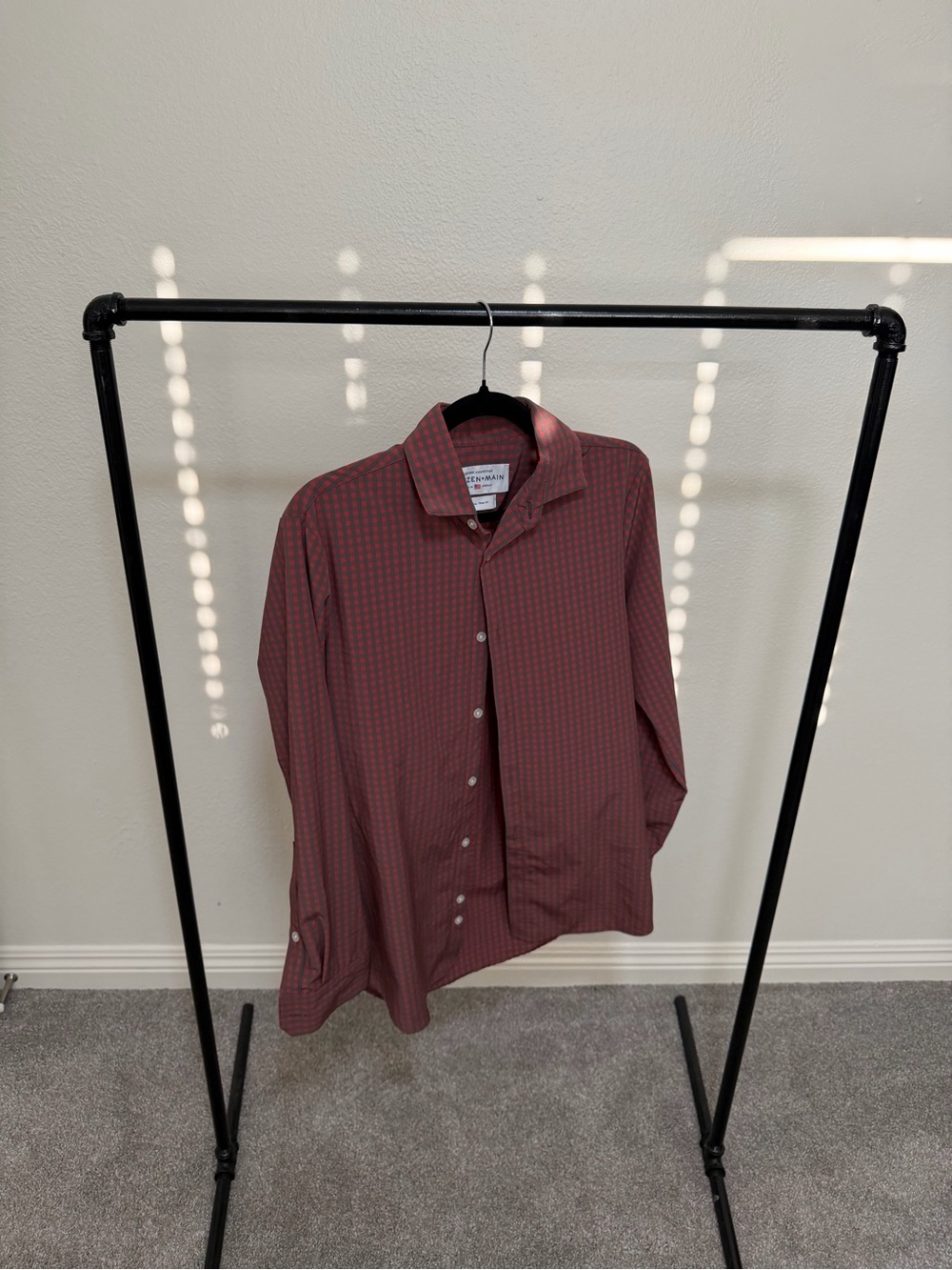 Mizzen+Main Burgundy Check Long-Sleeve Dress Shirt